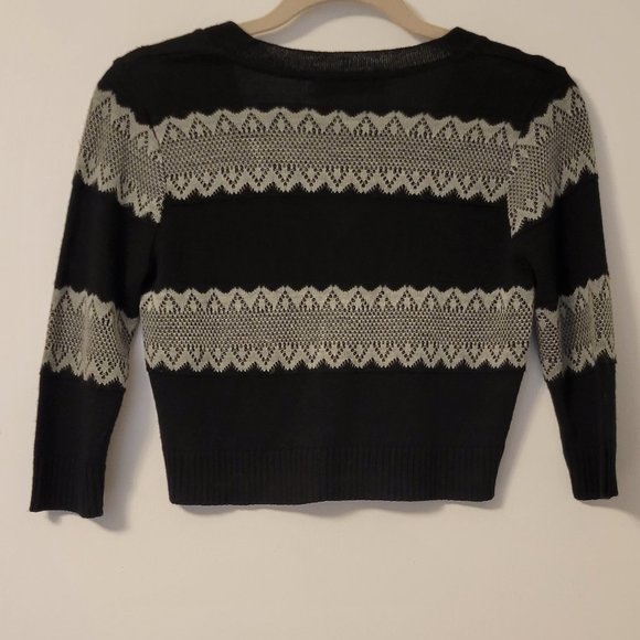 Made in USA Cotton Emporium black & gray knit cropped cardigan sz: M - Picture 4 of 8